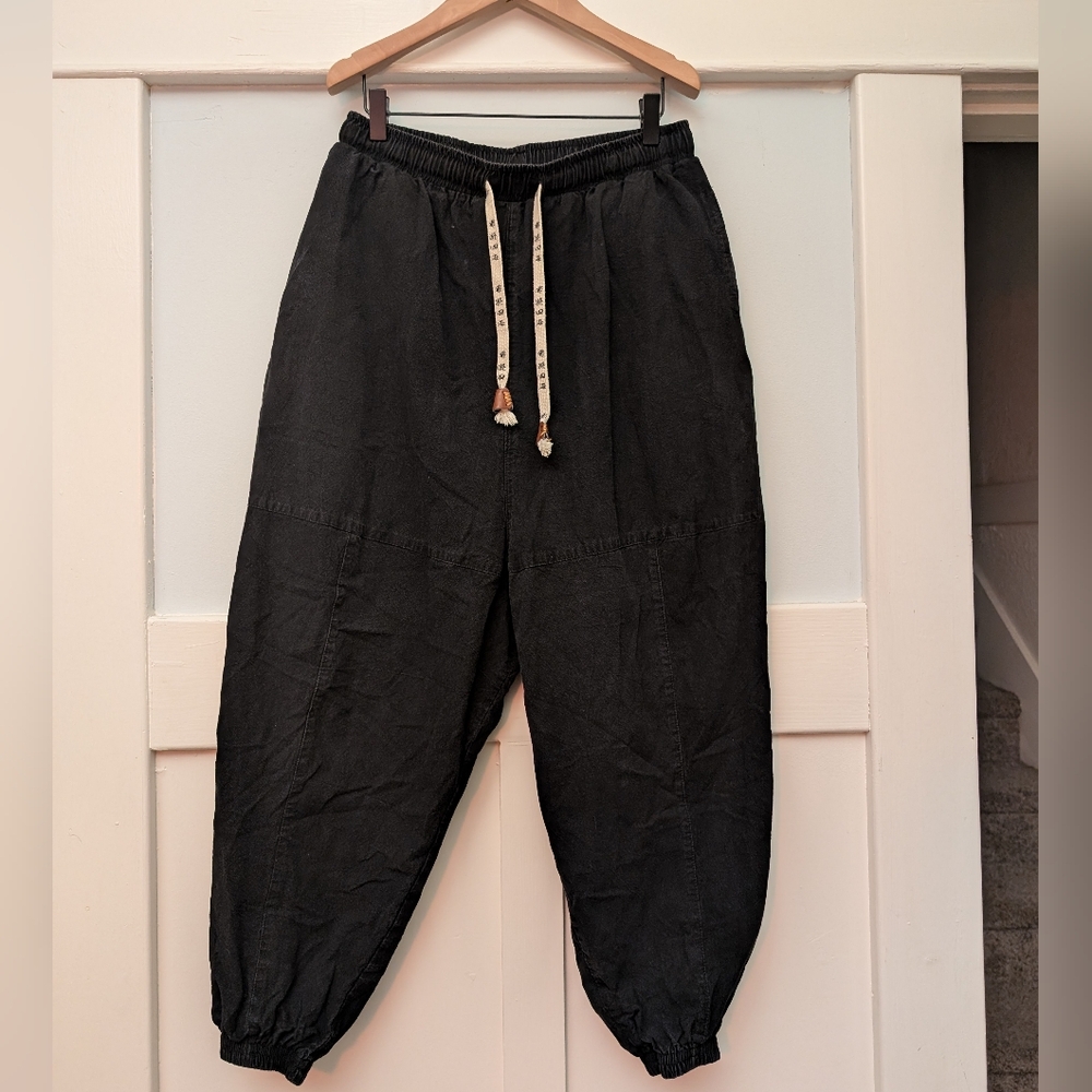 MR DONOO Japanese Jogger Cotton Harem Pants Black L 28-40" Waist